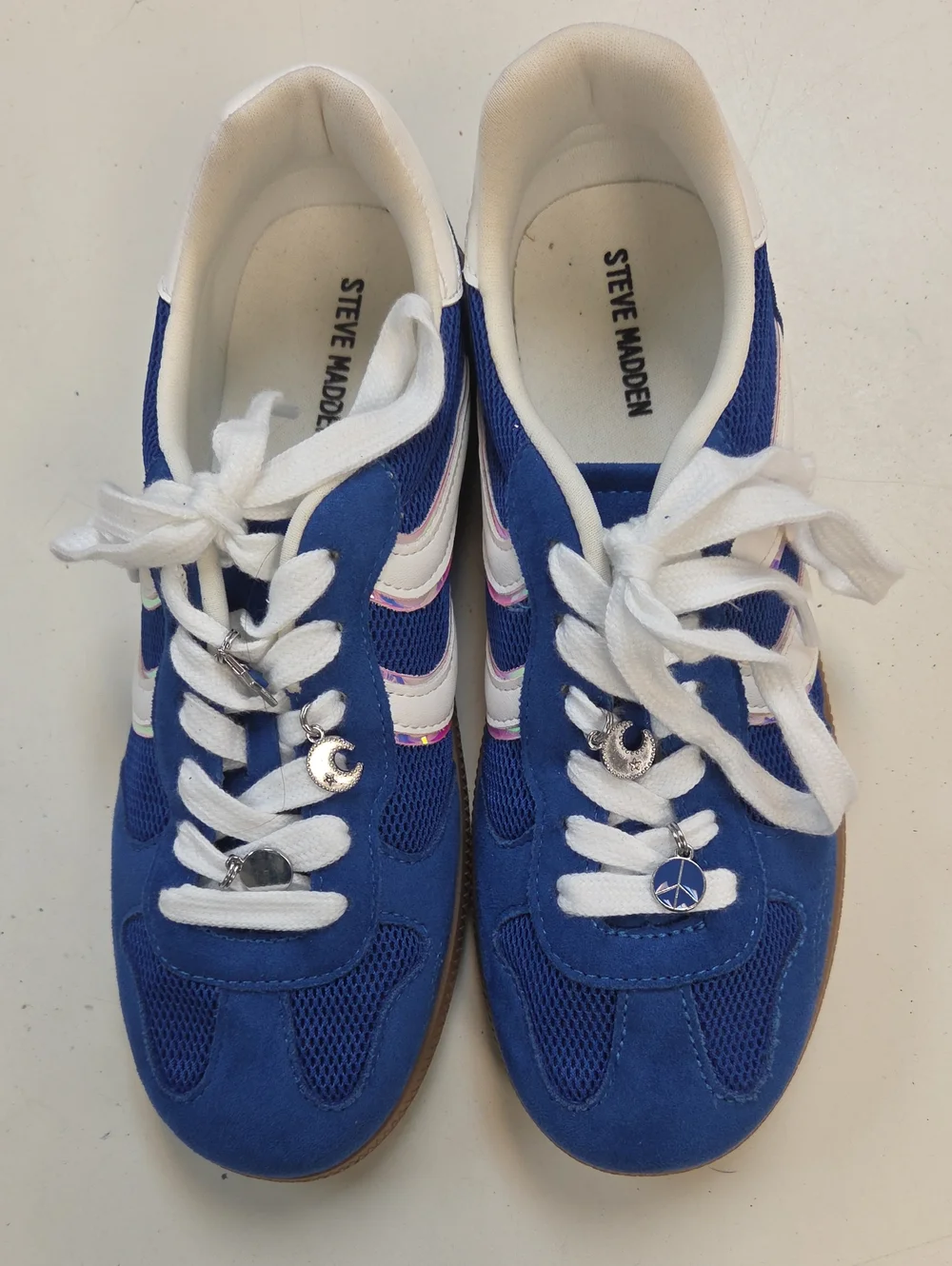 Steve Madden Blue and White Lace-Up Women’s Sneakers